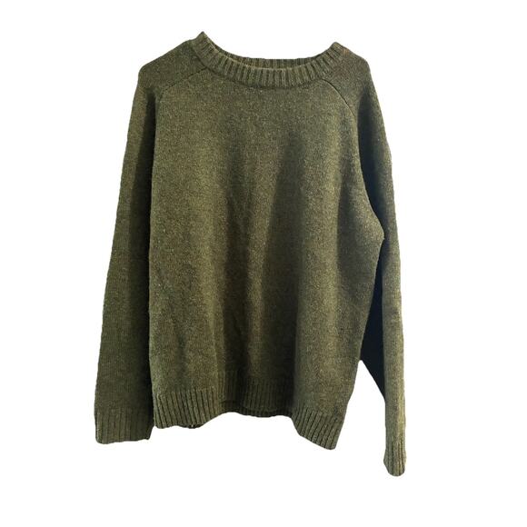 Vintage Woolrich Wool Knit Sweater L Elbow Patches Hunting Fish Olive Green Mens - Picture 1 of 5